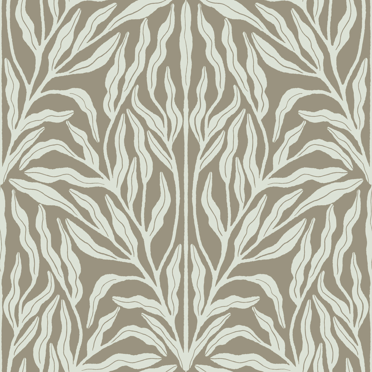 Neutral Botanical Leaf Symmetry Wallpaper⁠