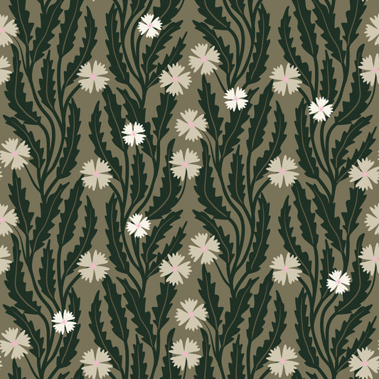 Forest Meadow Botanical Illustration Wallpaper⁠