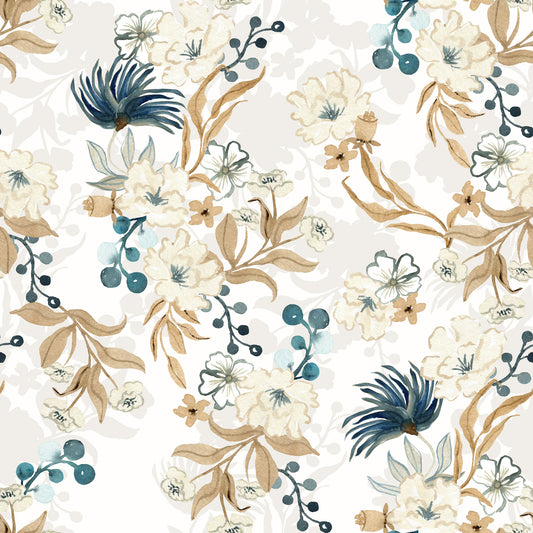 Muted Floral Botanical Pattern Wallpaper⁠