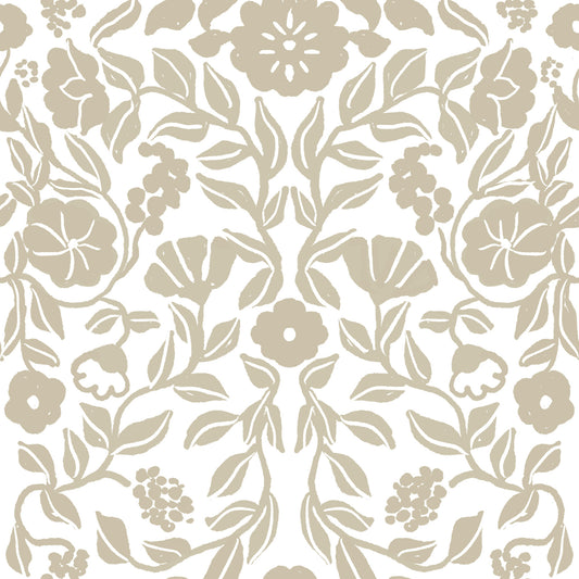 Minimalist Botanical Beige Sketch Wallpaper⁠