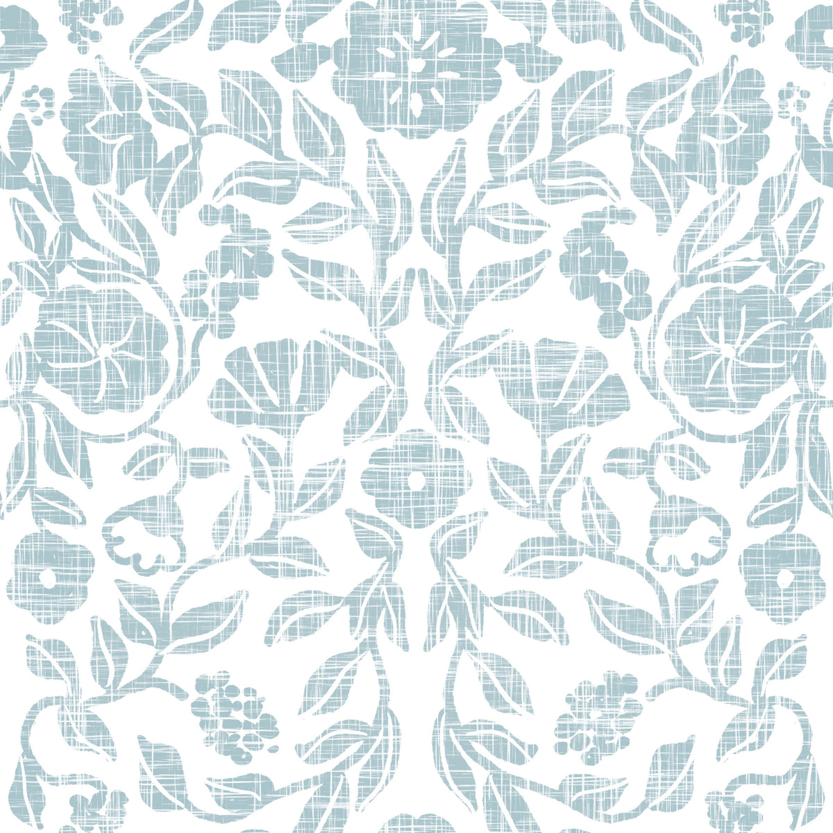 Soft Blue Botanical Damask Wallpaper⁠ in your room