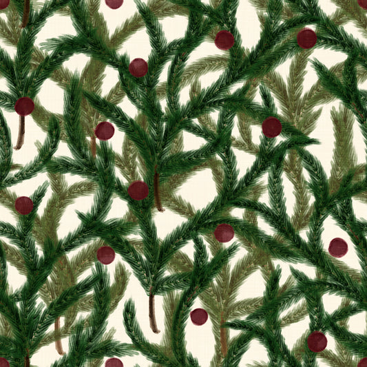 Dense Christmas Evergreen Pine Branch Winter Forest Pattern Wallpaper⁠