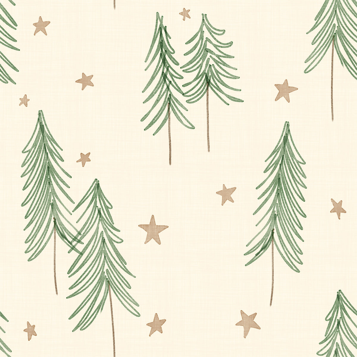 Woodland Pine Trees and Stars Winter Pattern - Green Ginger Wallpaper⁠ in your room