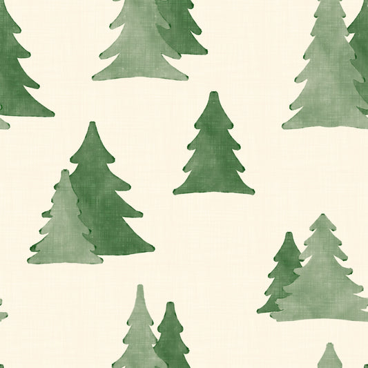 Minimalist Watercolor Winter Pine Forest Trees Pattern Wallpaper⁠