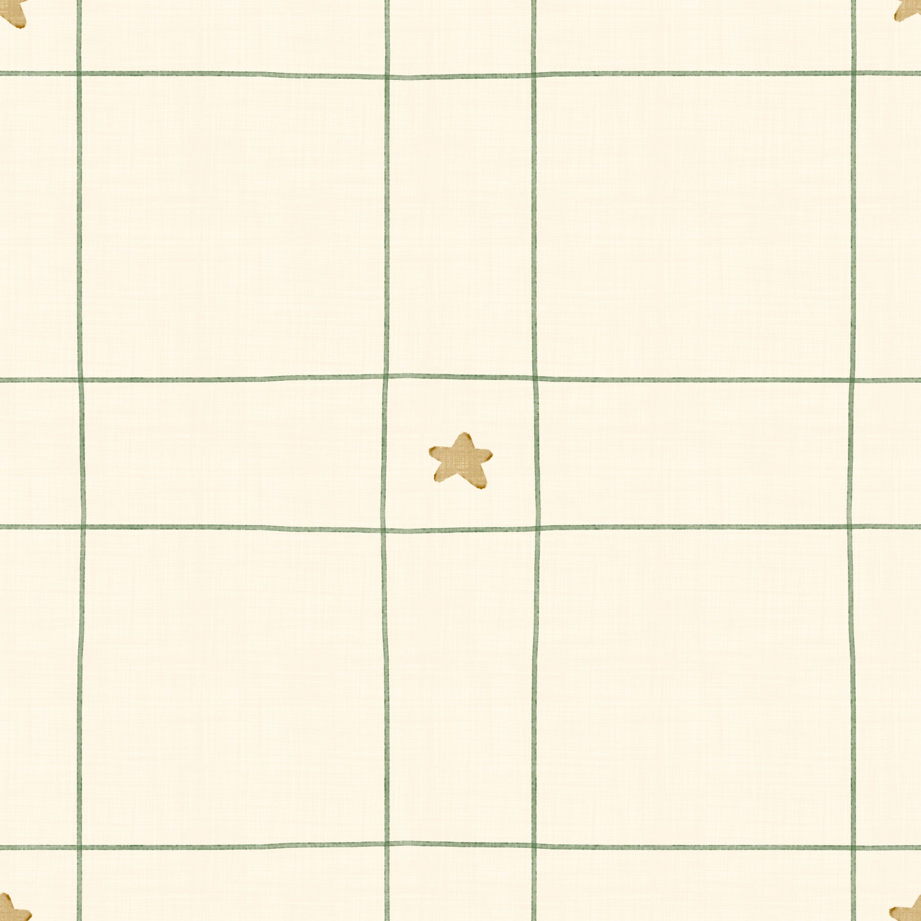Minimalist Holiday Windowpane Plaid Hand Drawn Stars - Forest Pine Green Wallpaper⁠
