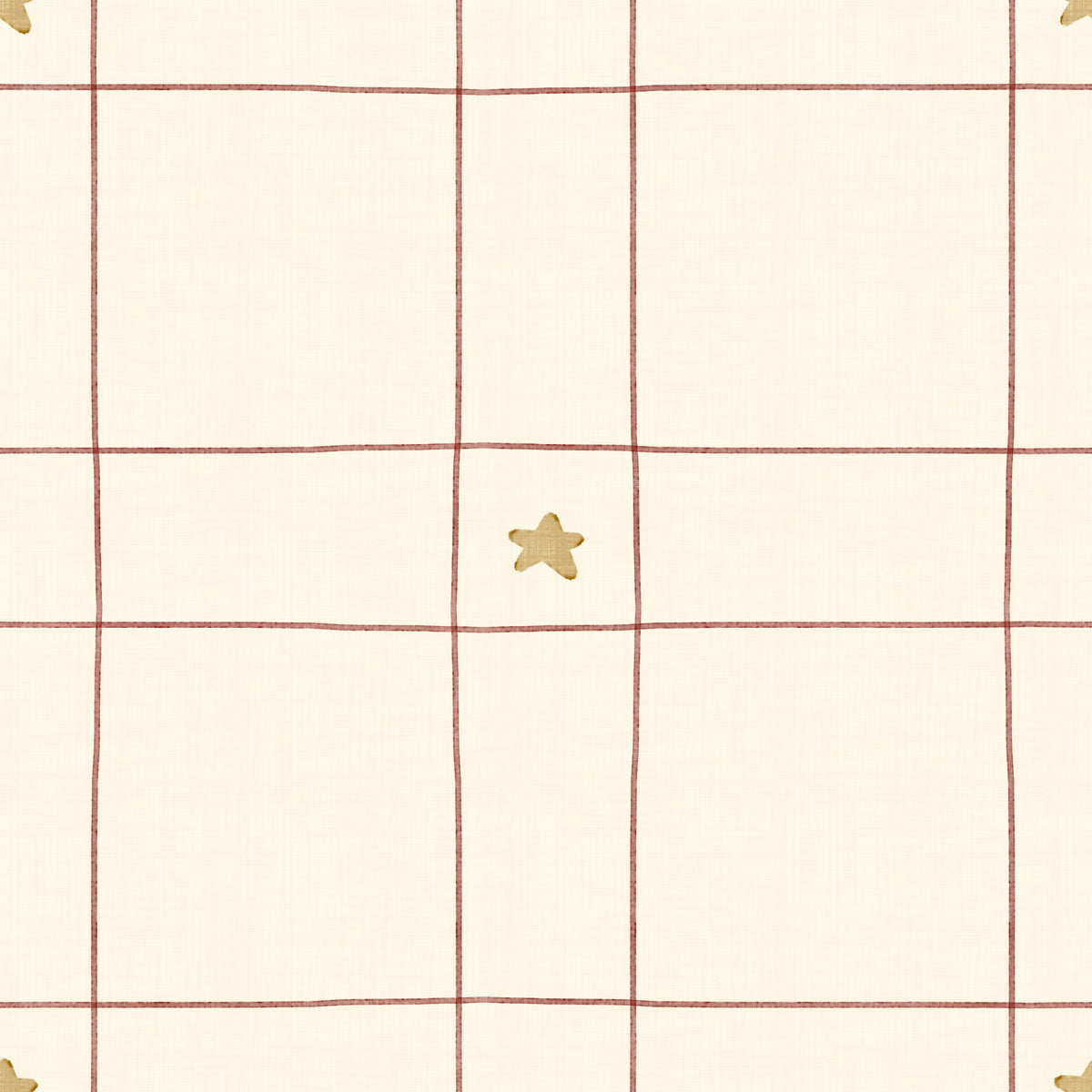 Minimalist Holiday Windowpane Plaid Hand Drawn Stars - Cranberry Red Wallpaper⁠ in your room