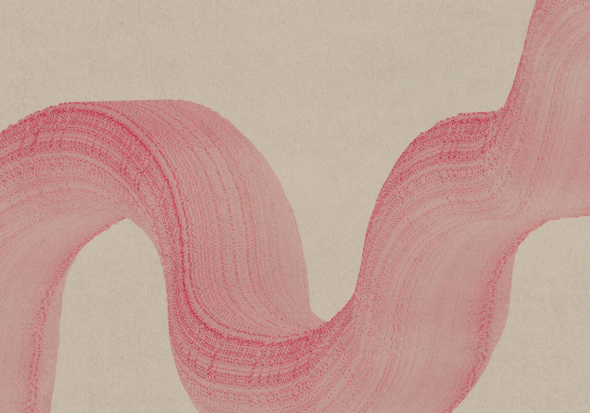 Abstract Crimson Fluid Waves Wall Mural in your room — zoomed