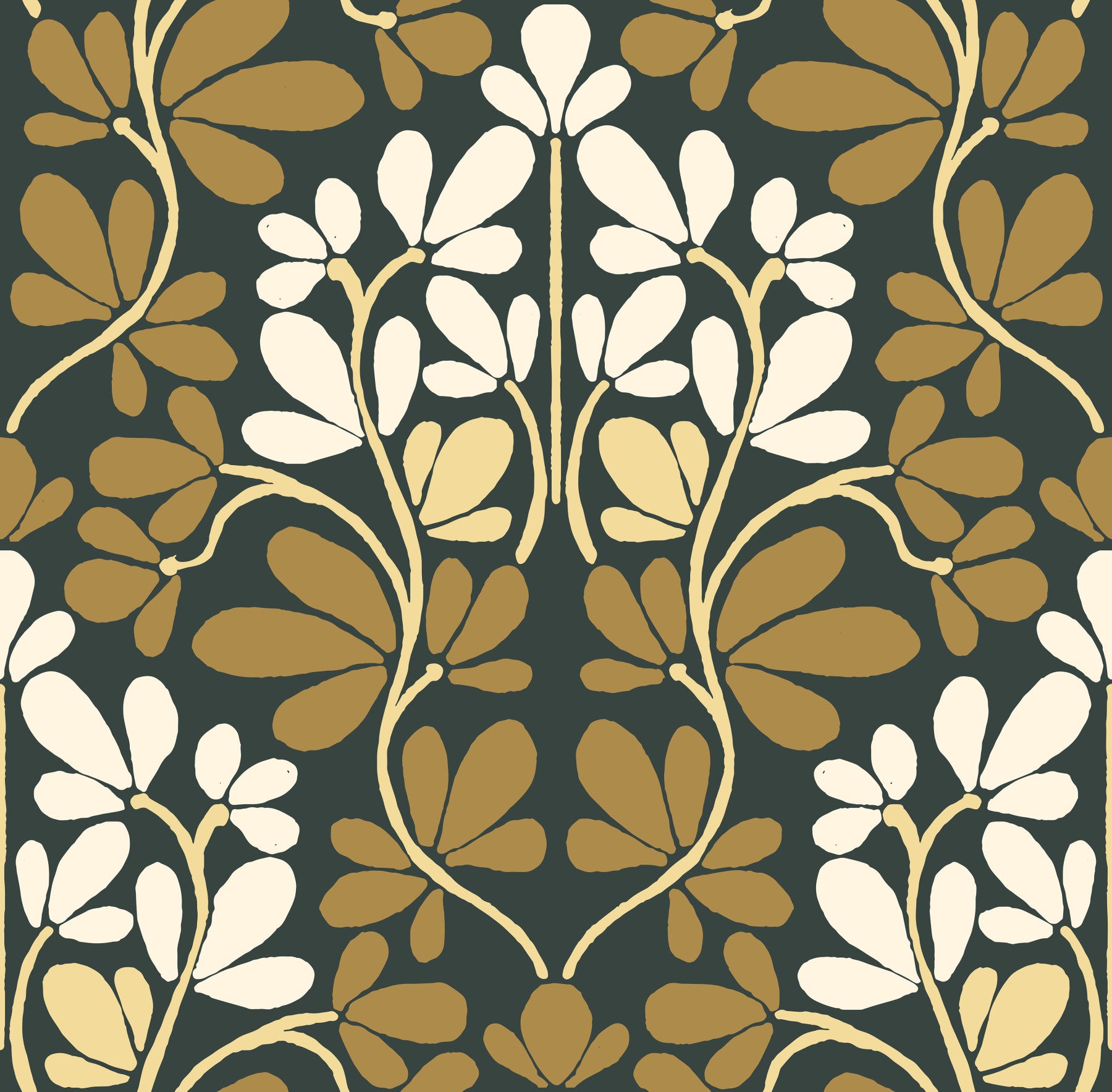 Golden Foliage Damask Wallpaper⁠