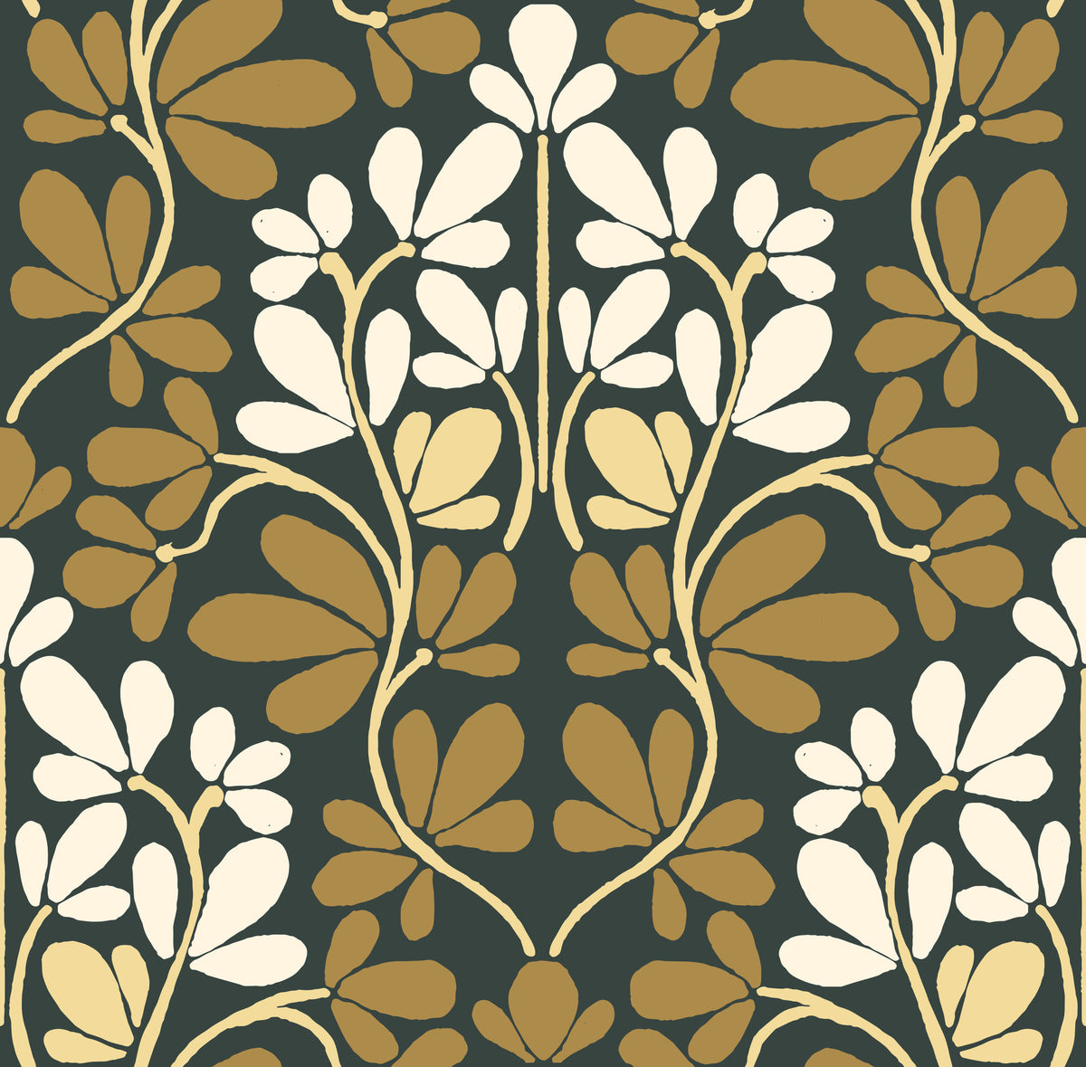 Golden Foliage Damask Wallpaper⁠ in your room — zoomed