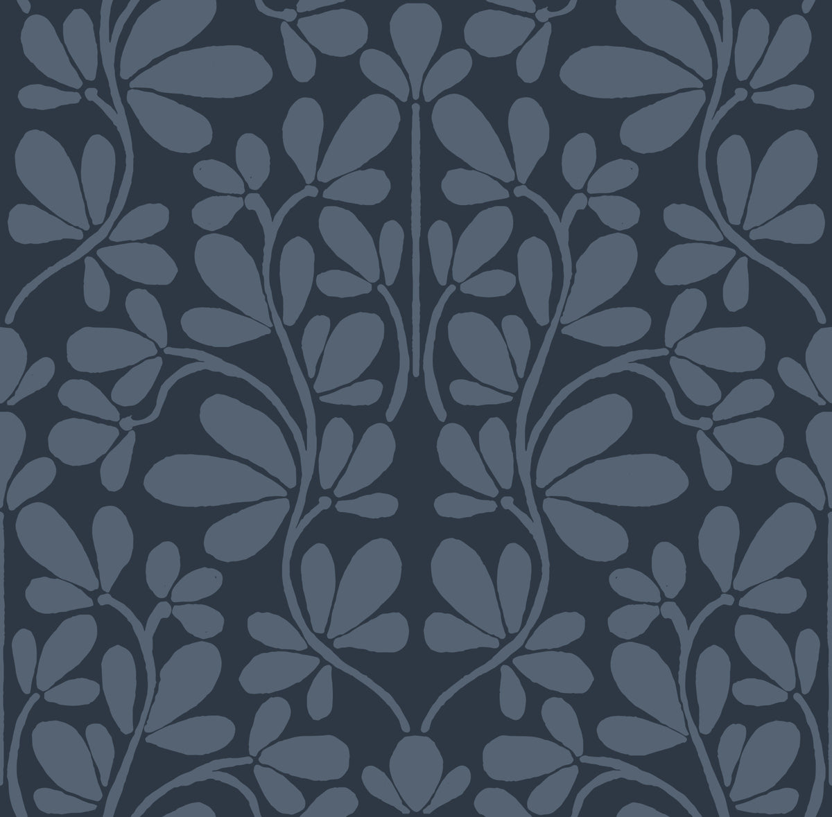 Midnight Navy Botanical Damask Wallpaper⁠ in your room