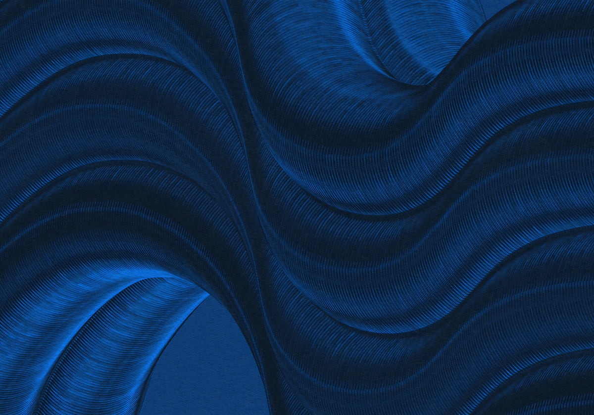 Midnight Navy Fluid Curves Wall Mural in your room