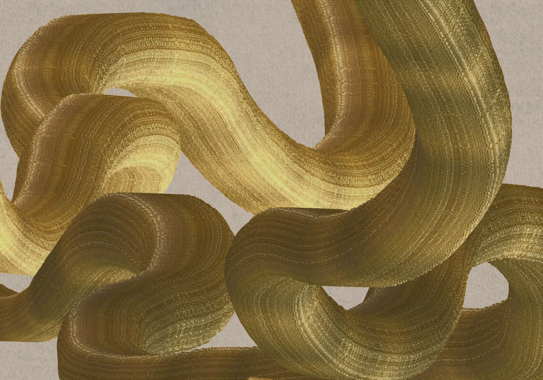 Golden Fluidity Abstract Strokes Wall Mural