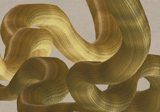 Golden Fluidity Abstract Strokes Wall Mural