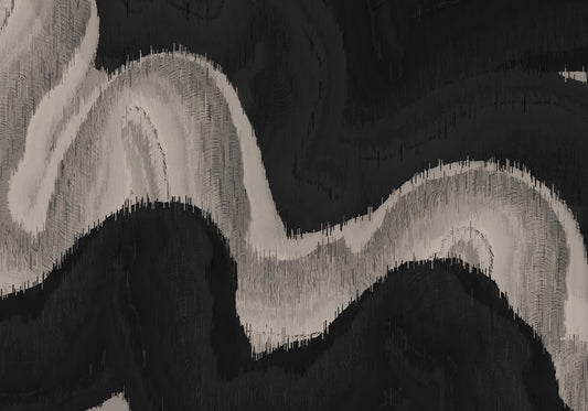 Charcoal Tonal Wave Abstract Wall Mural