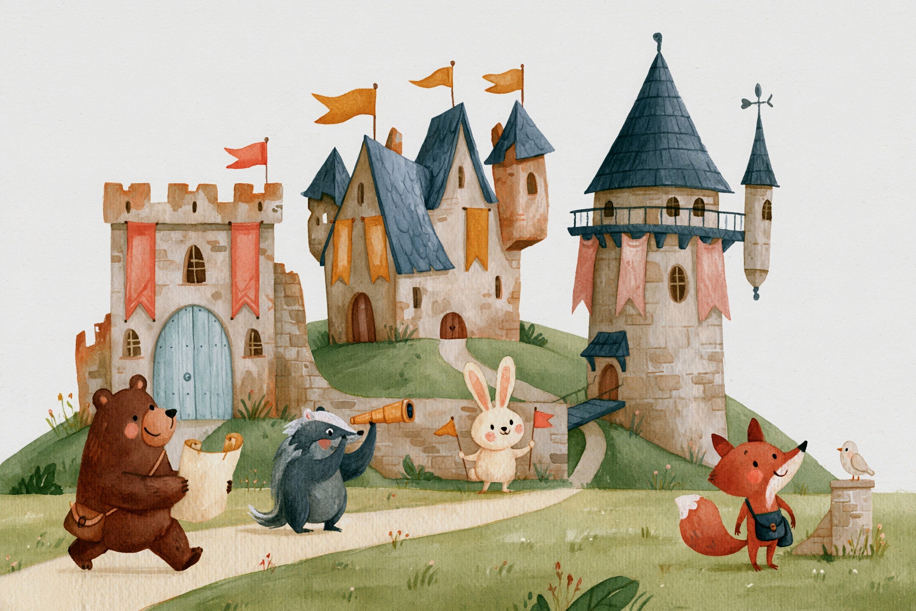 Woodland Friends on a Castle Adventure Wall Mural