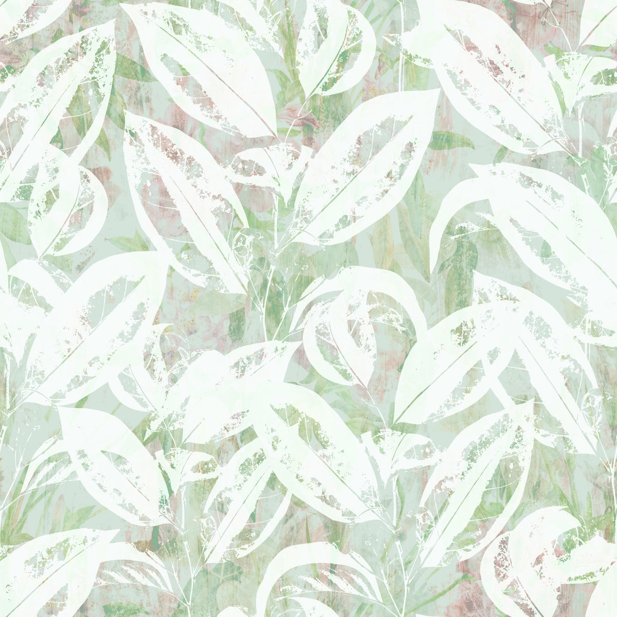 Abstract Painted Foliage in Sage Wallpaper⁠ in your room