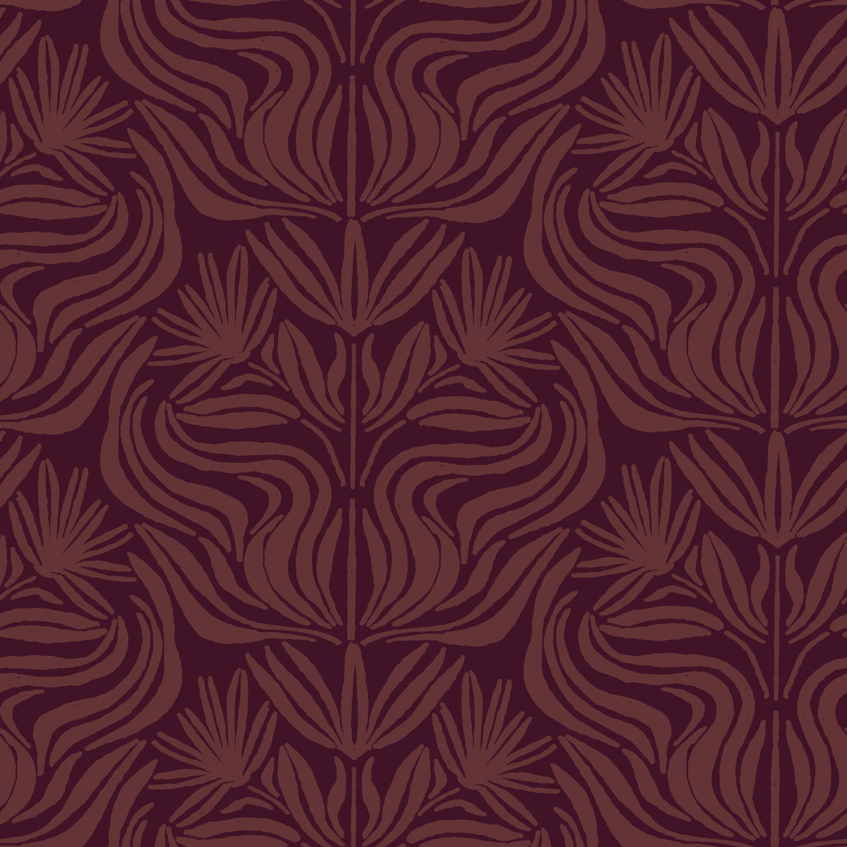 Deep Burgundy Damask Floral Pattern Wallpaper⁠