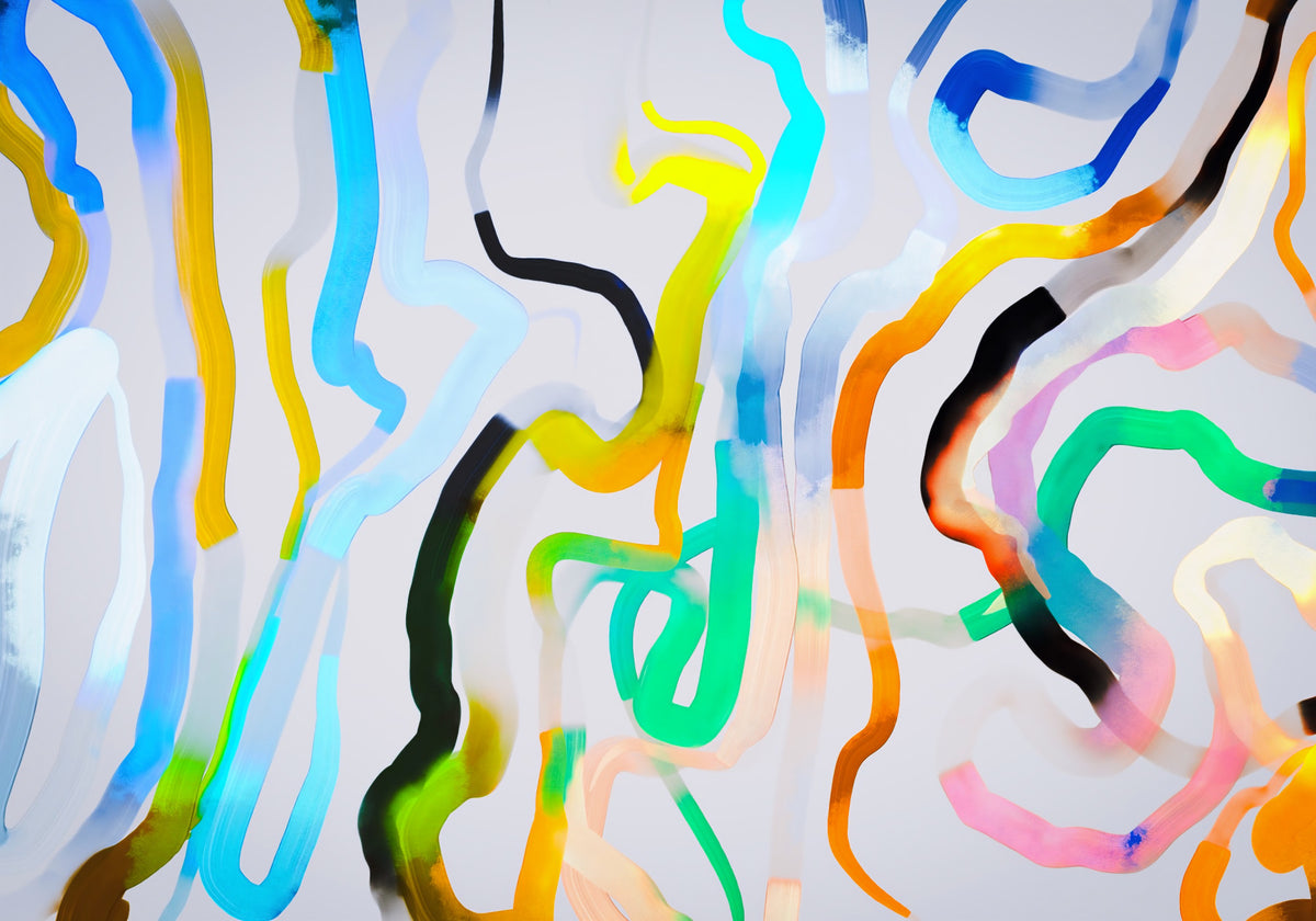 Vibrant Fluid Stroke Composition Wall Mural in your room