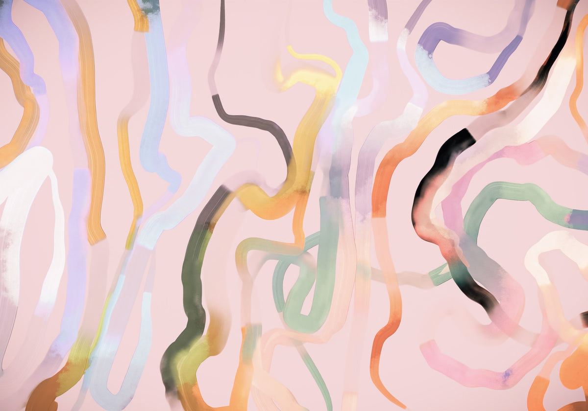 Abstract Painted Ribbons Wall Mural in your room