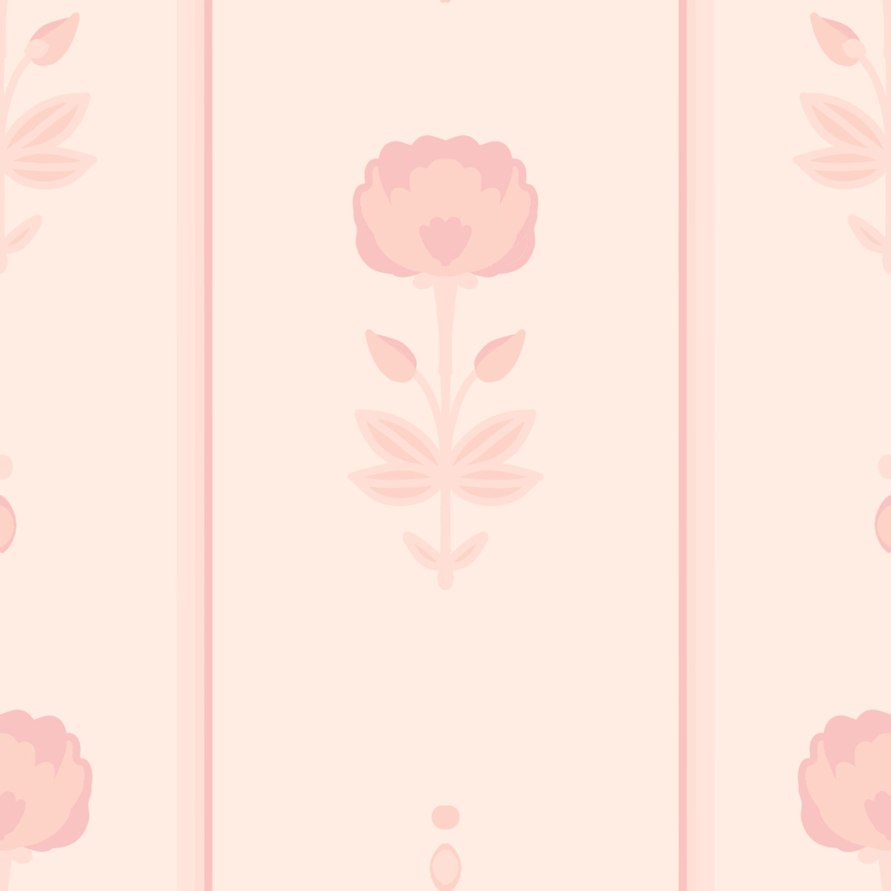 Soft Blush Floral Stripe Wallpaper⁠