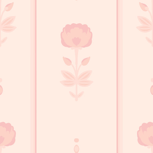 Soft Blush Floral Stripe Wallpaper⁠