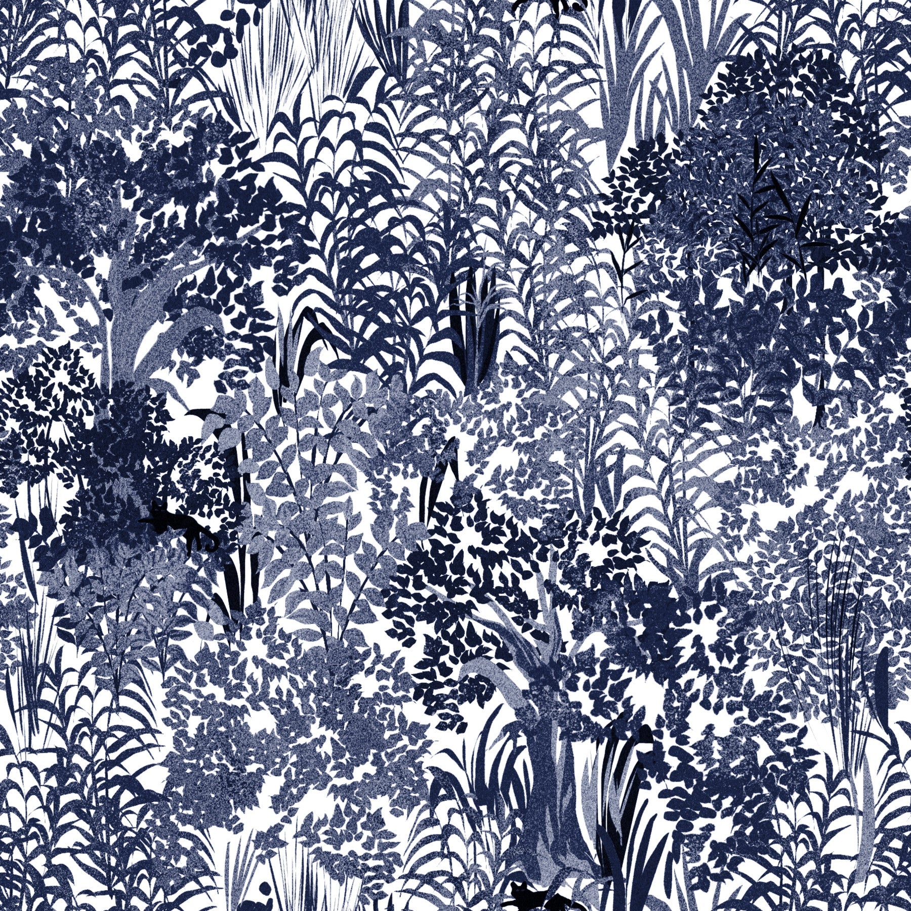 Indigo Jungle Foliage Layering Wallpaper⁠