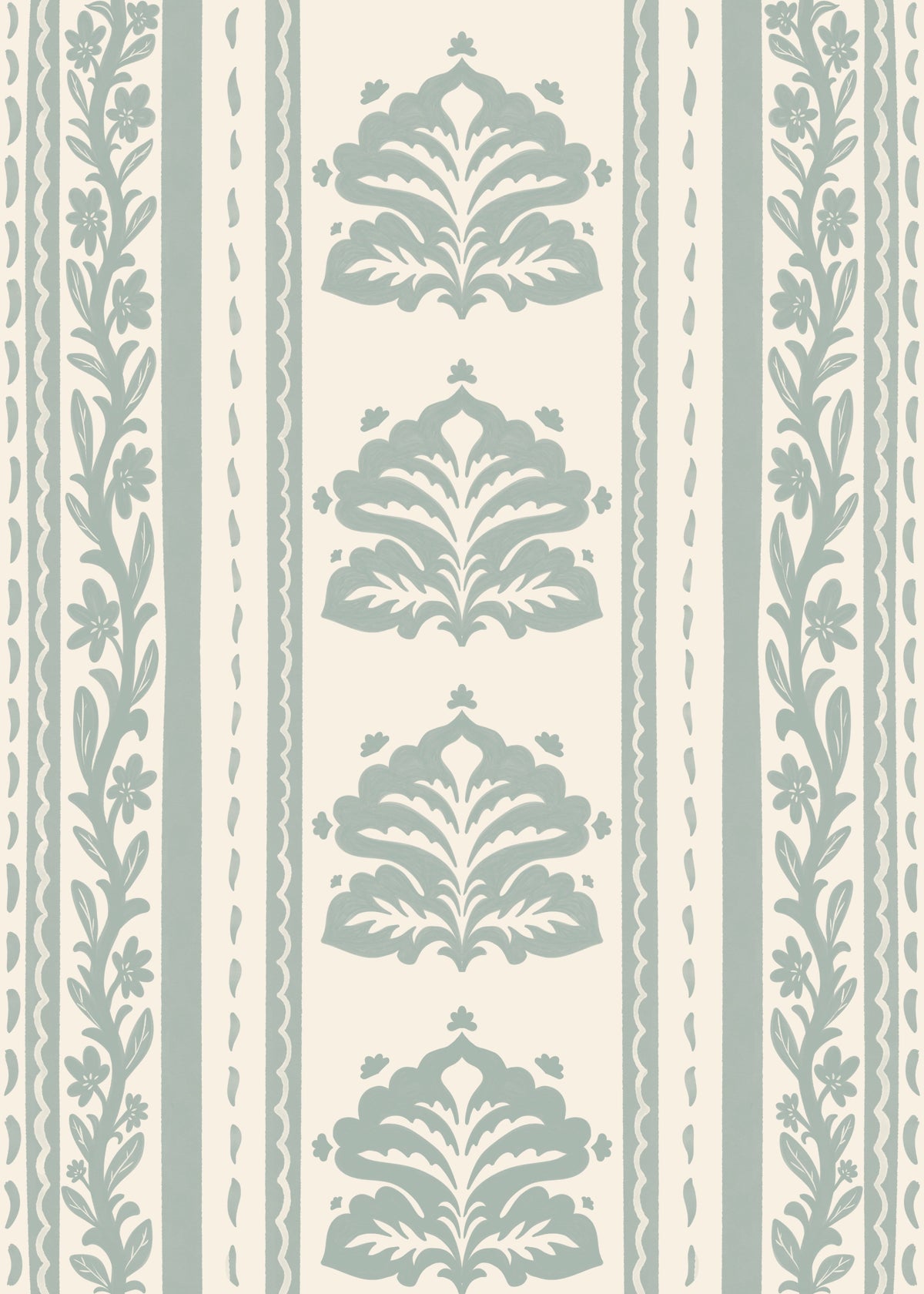 Sage Green Damask Stripe Pattern Wallpaper⁠