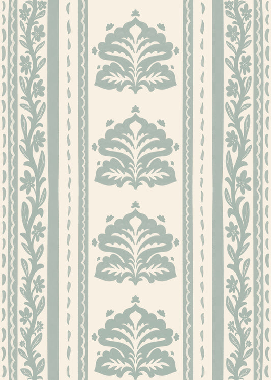 Sage Green Damask Stripe Pattern Wallpaper⁠