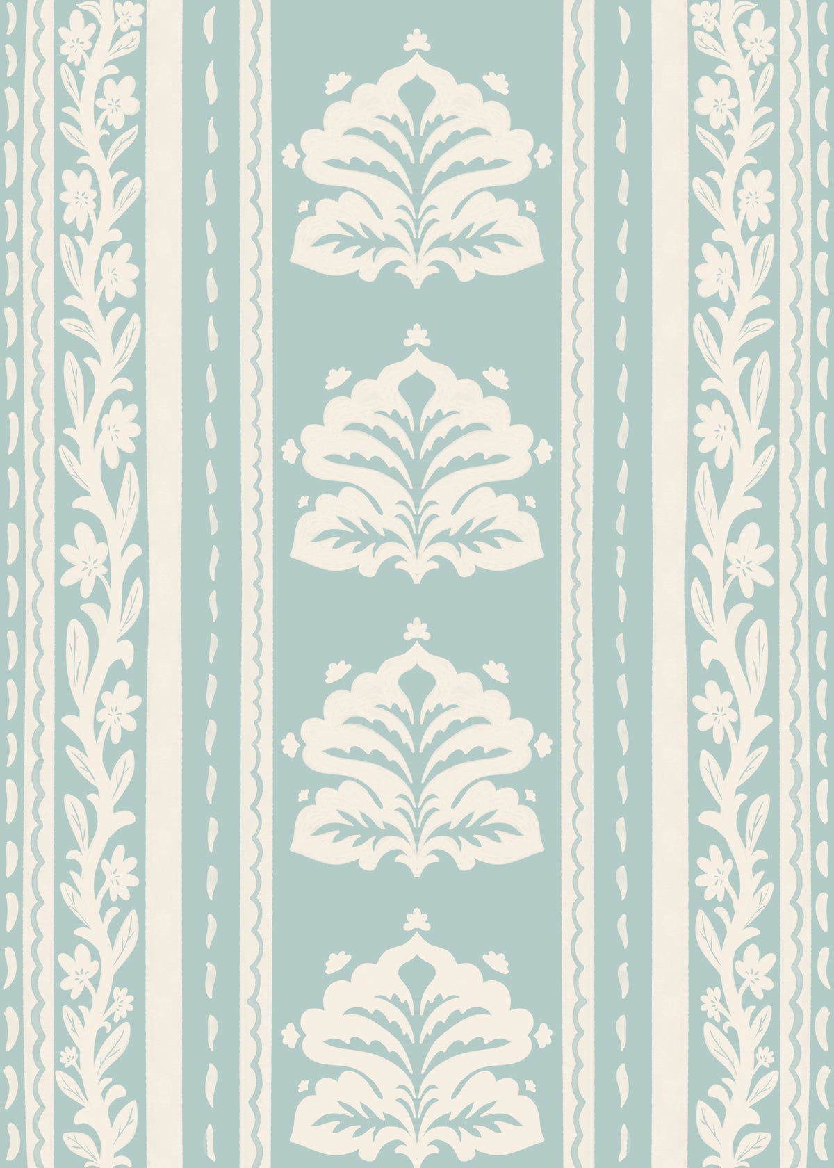 Minimalist Botanical Stripe in Blue Wallpaper⁠ in your room — zoomed