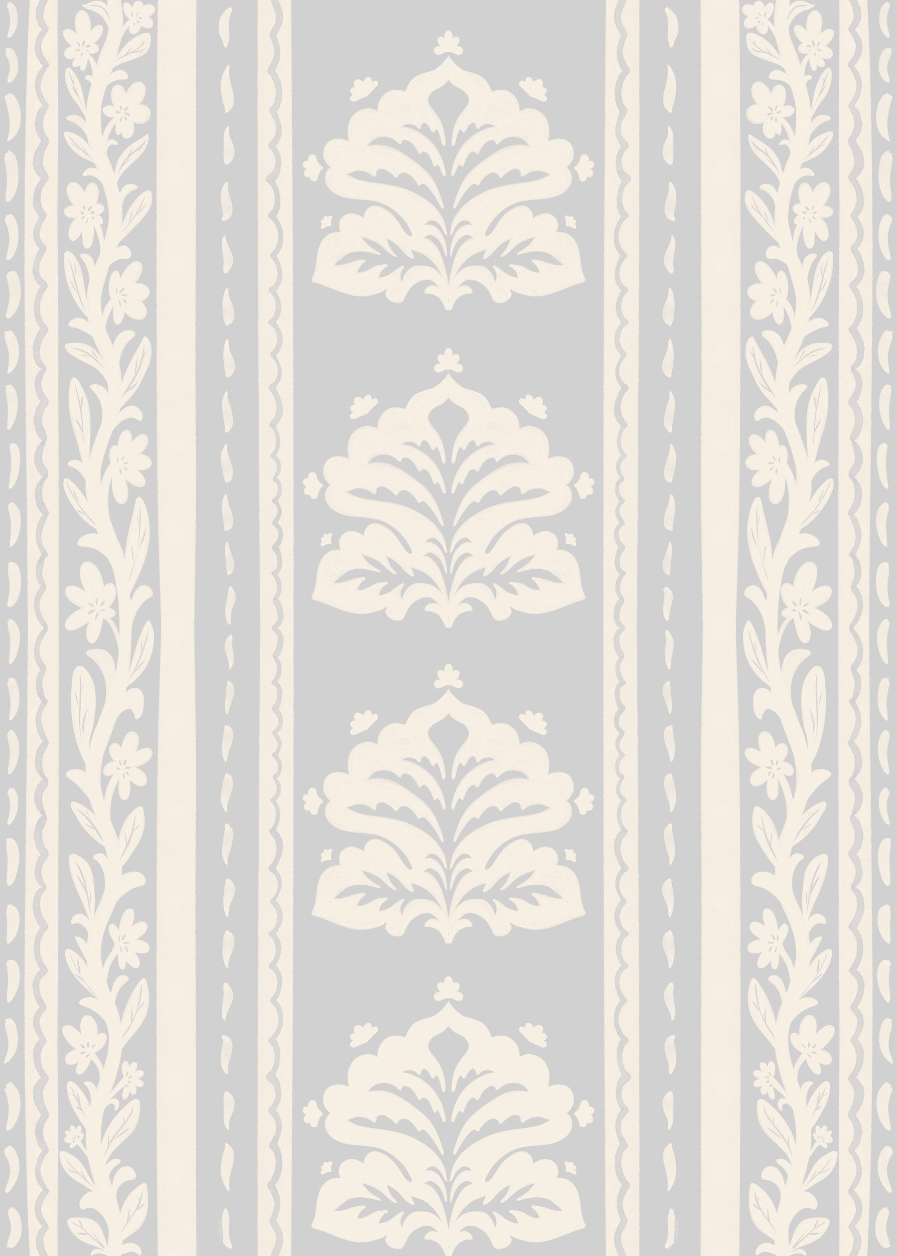 Soft Grey Heritage Damask Wallpaper⁠