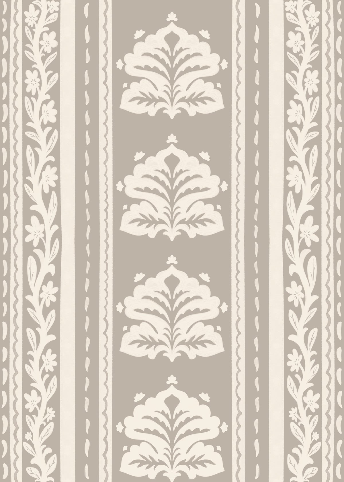 Neutral Heritage Damask Stripe Wallpaper⁠