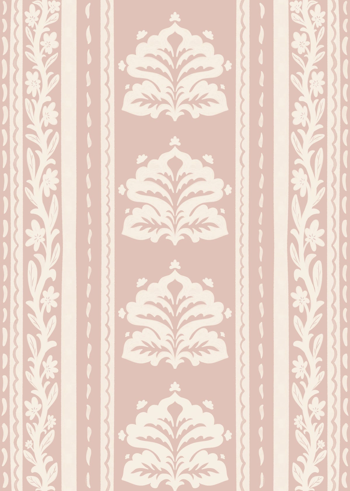 Soft Rose Vertical Floral Damask Wallpaper⁠ in your room
