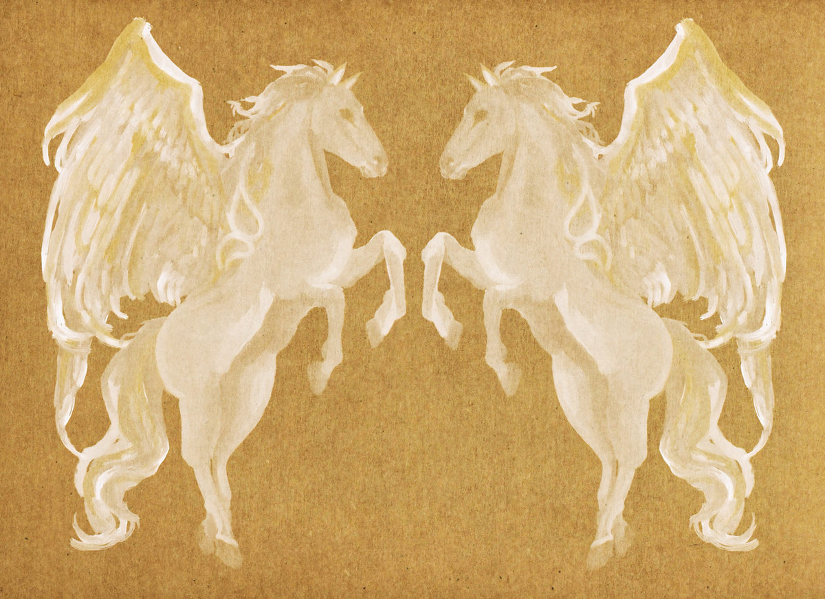 Rustic Mythological Pegasus Pattern Wall Mural in your room — zoomed