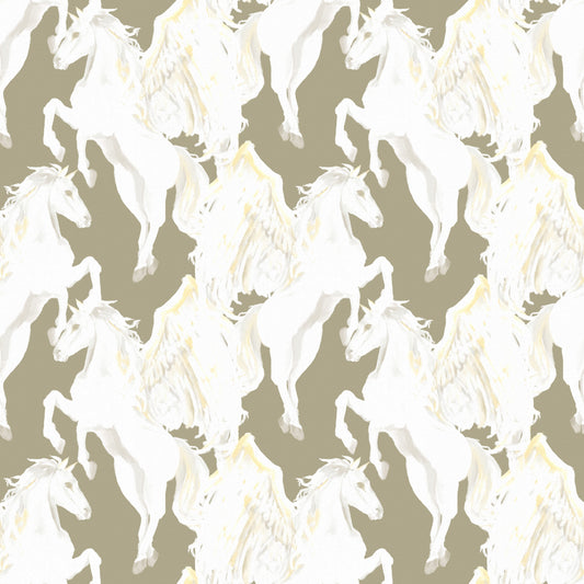 Ethereal Winged Stallions in Soft Sepia Wallpaper⁠