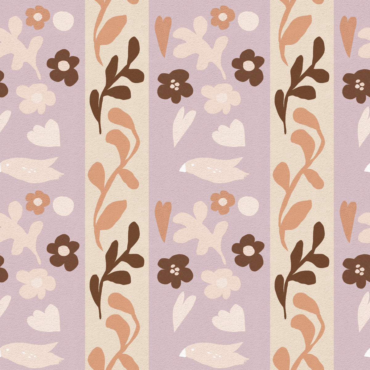 Whimsical Nature Stripe Print Wallpaper⁠ in your room — zoomed