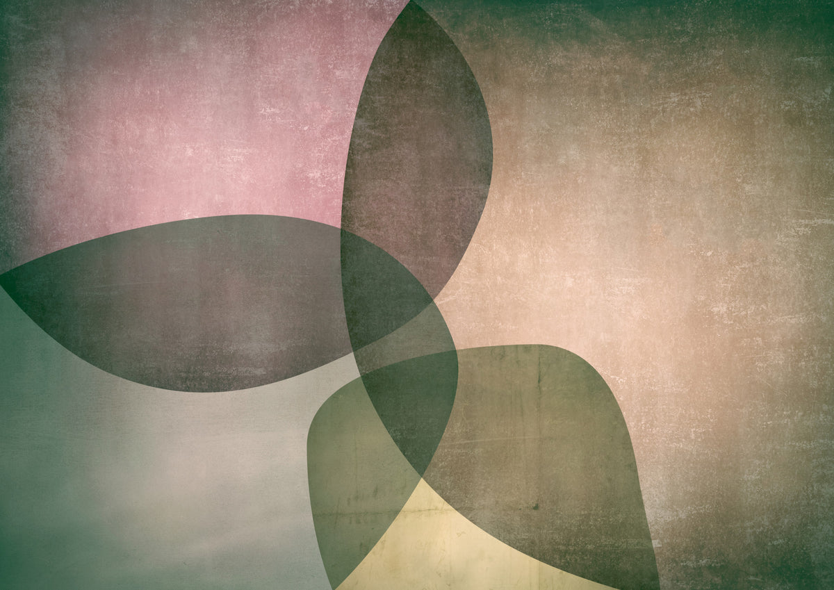 Organic Shapes Green Tones Wall Mural in your room — zoomed