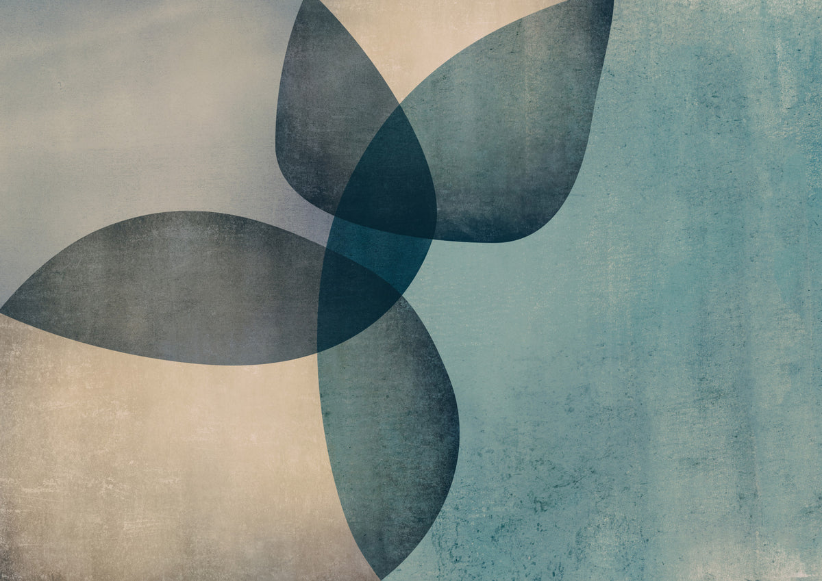 Organic Shapes Dusty Teal Wall Mural in your room — zoomed