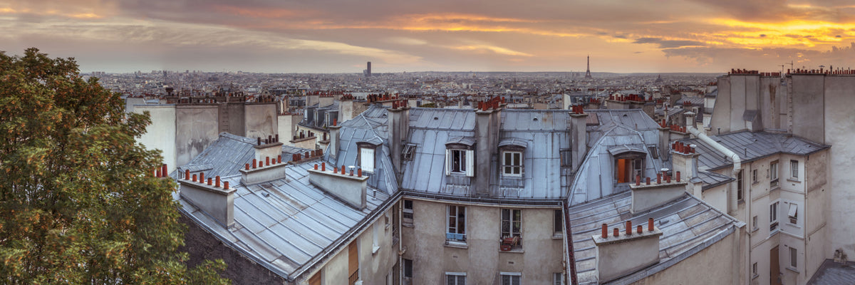 Twilight Over The Zinc Roofs of Paris Wall Mural in your room — zoomed
