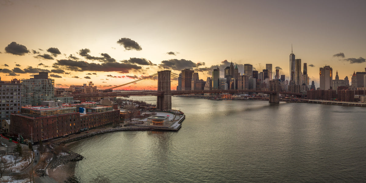 Golden Hour Brooklyn Bridge Skyline Wall Mural in your room — zoomed