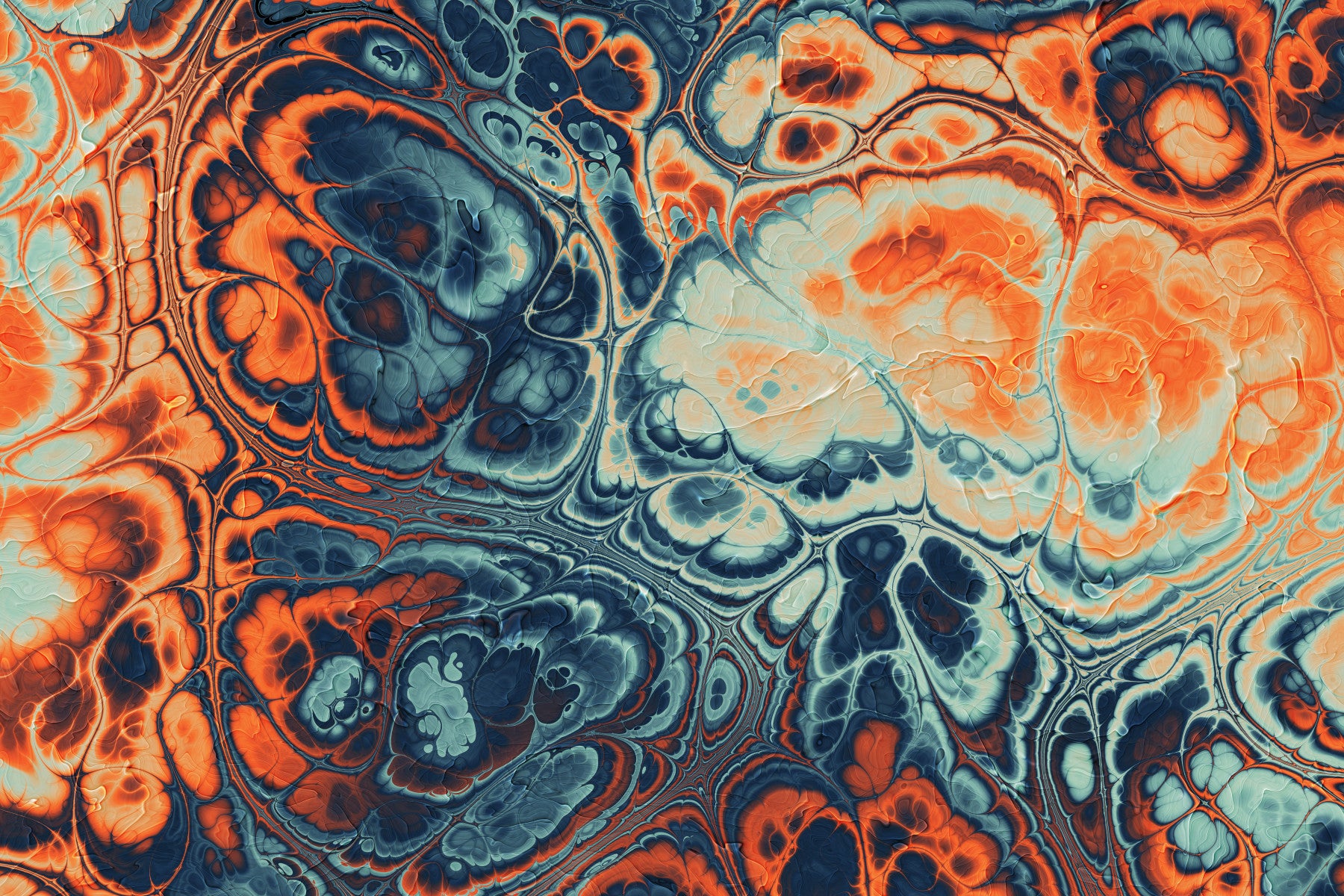 Ocean Fire Abstract Fluid Marble Pattern