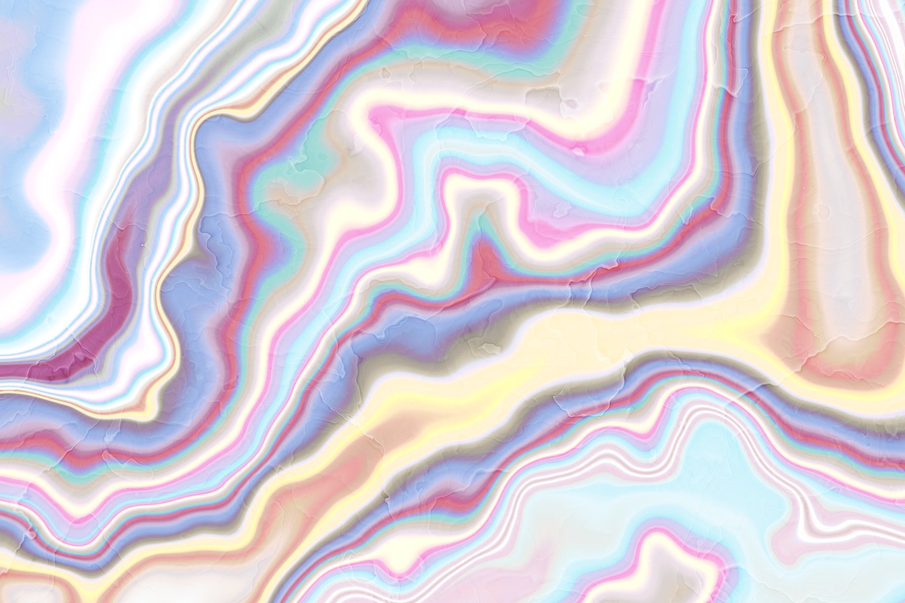 Iridescent Liquid Marble Swirls Wall Mural