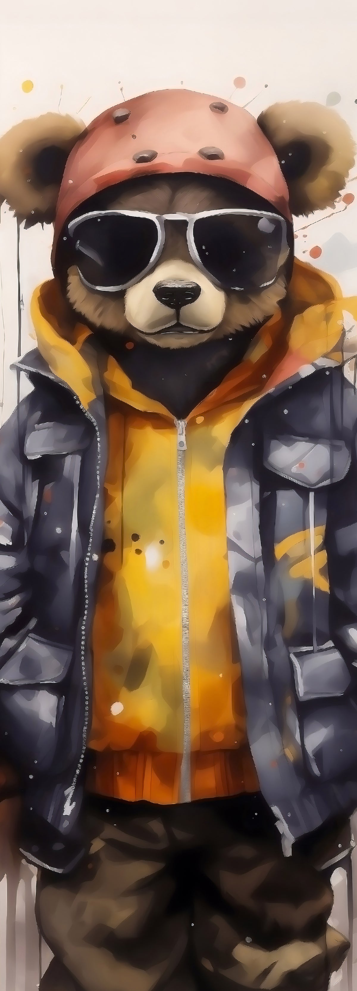 Cool Aviator Bear in Hoodie Wall Mural in your room