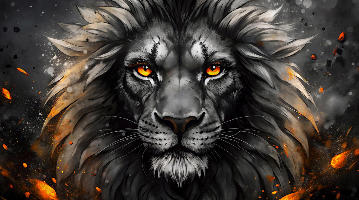 Black Lion Face Wall Mural in your room