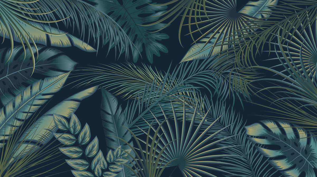 Midnight Tropics Foliage Wall Mural in your room
