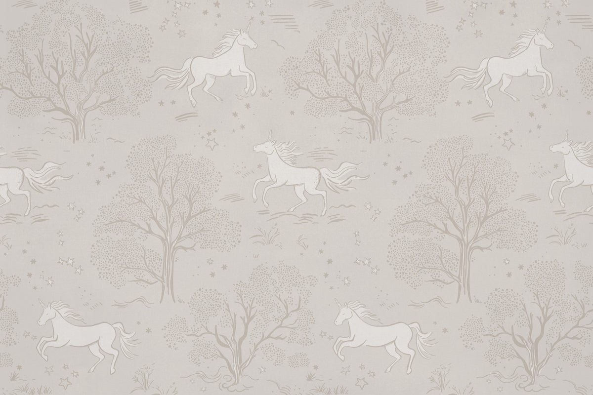 Magical Unicorn Dreamland – Cloudy Grey Wall Mural Wall Mural in your room