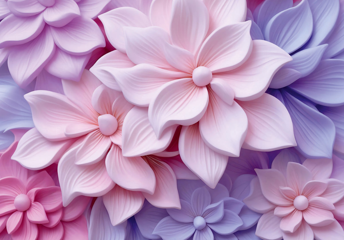 Soft Pastel 3d Flowers Wall Mural in your room — zoomed