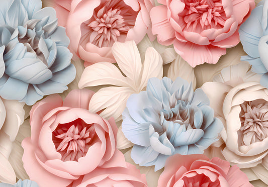 Abstract Peony Composition Wall Mural