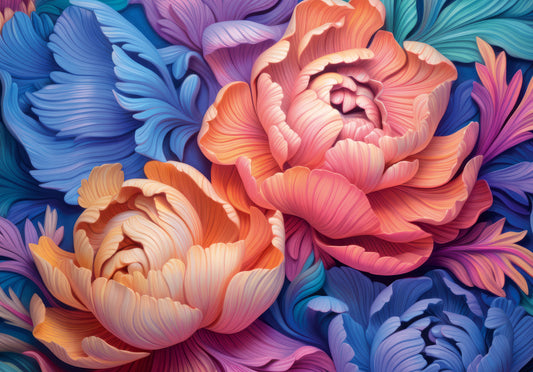 Vibrant Peony Bloom Artistic Mural Wall Mural