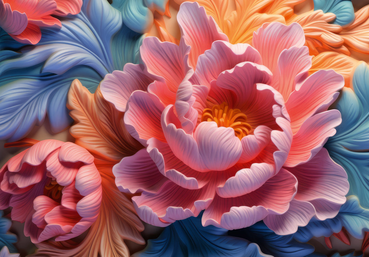 Blush Peony Sculptural Flow Wall Mural in your room