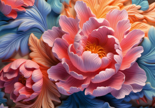 Blush Peony Sculptural Flow Wall Mural